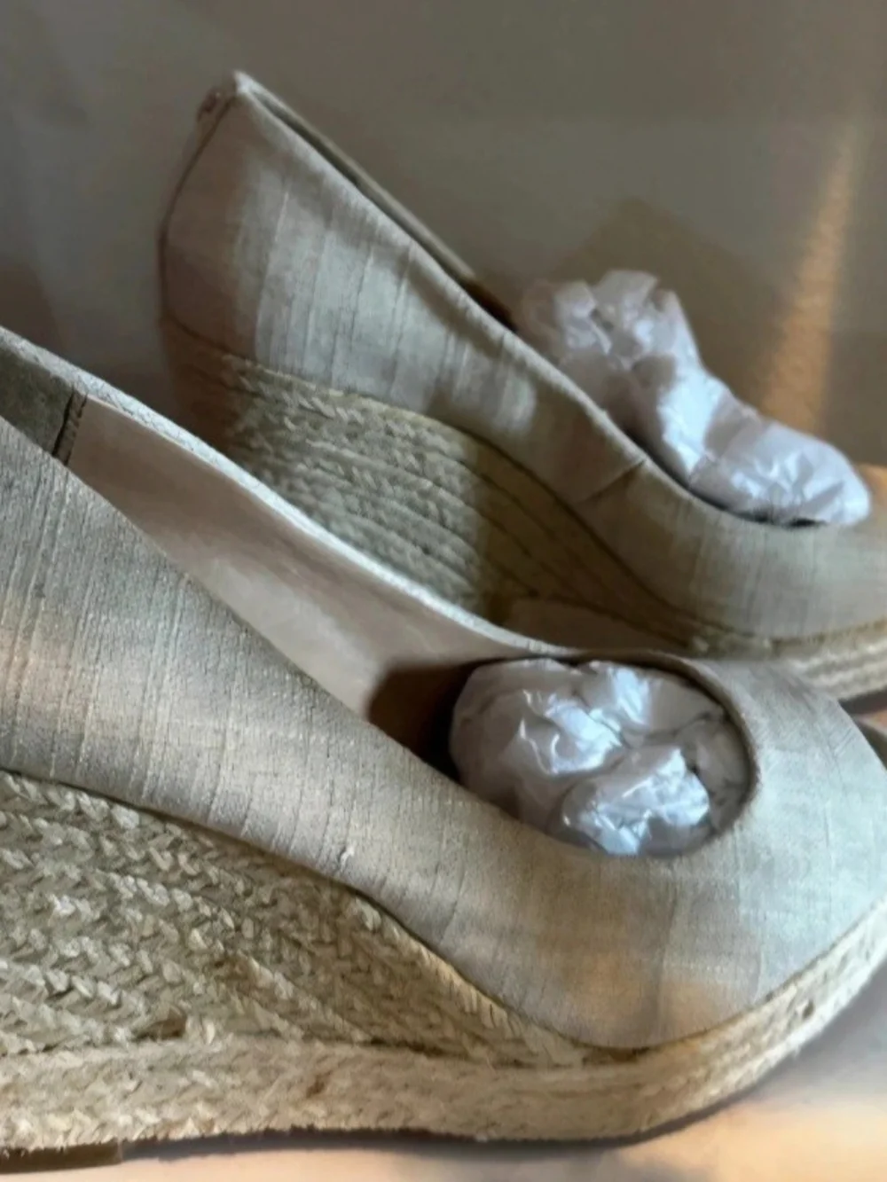 Coach Cream Espadrille Wedge Pumps